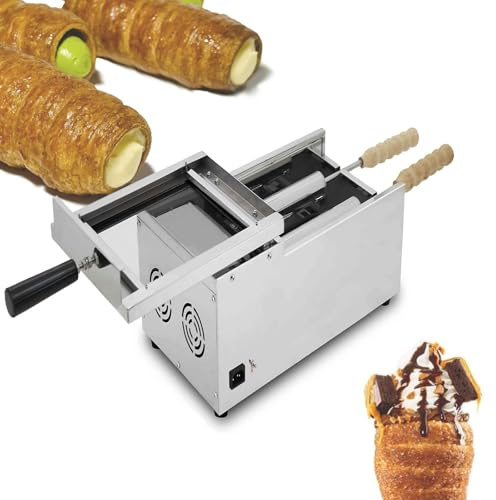 Horno eléctrico for hacer panecillos, máquina for hacer conos de helado y rodillos for cake pops, ideal for panaderías y cocinas familiares.