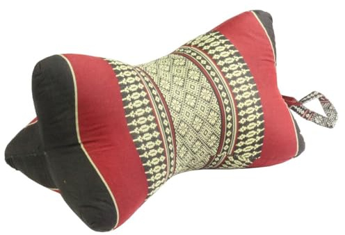 Oriental Galerie Kapok Nackenkissen Reisekissen Flugkissen Nackenstütze Kissen Stern Form Naturmaterialien Thaikissen30 cm Thai-Motiv Schwarz Rot