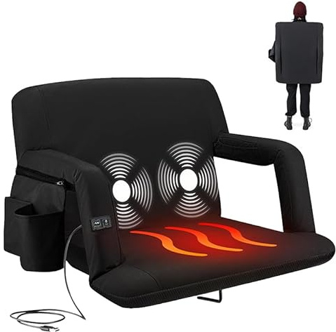 Heated Massage Stadium Seats with Back Support, Dual-Sided Heating for Comfort at Sports Events, Outings, and Hiking