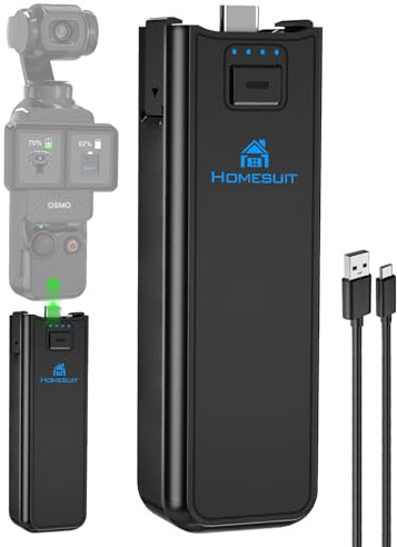 Homesuit Vollständige Dekodierung Osmo Pocket 3 Akku Griff für DJI 2100mAh Powerbank LED USB-C Ladung mit 1/4 Zoll Gewindeloch Handheld Extended Battery Grip Kompatibel mit Xtra Muse