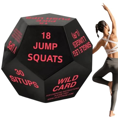 Pruojhw Fitness Würfel | 12-seitiger tragbarer Fitness-Kubus | Sport Würfel | Für Frauen und Übung und Training Sport Kniebeugen Spiel Fitnessstudio