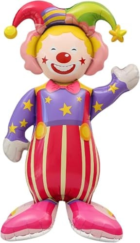 Gleemix Clown Deko Folienballon Stehend, XXL Clown Luftballon, 121x71 cm