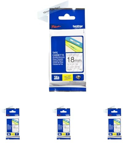 Brother Original P-touch Schriftband TZe-141 18 mm, schwarz auf transparent (kompatibel u.a. mit Brother P-touch 1830/VP, D400/VP, D450, D600/VP, P700, -2430) (Packung mit 4)