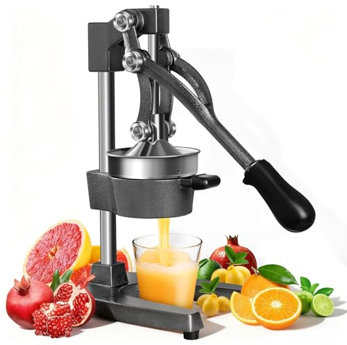 Exprimidor manual de acero inoxidable, exprimidor de cítricos, exprimidor de naranjas, exprimidor de frutas, exprimidor de frutas con palanca, exprimidor de mano para granadas, pomelos (negro)