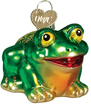 Old World Christmas Hop-Along Frog Glass Blown Ornament for Christmas Tree, Handcrafted Holiday Decoration, Wildlife Animal Collection