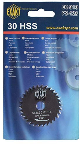 Exakt Kreissägeblatt für EC-310N & PS-125 – 30 HSS – 50.8 x 30 x 11.1 HL – RPM 4300 – Für Holz, Sperrholz, MDF & Spanplatte