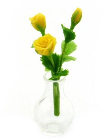 MyTinyWorld Bunch of 3 Handmade Dolls House Miniature Yellow Roses