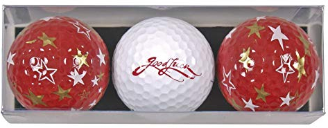 3 Golfbälle mit Weihnachtsmotiven X-Mas Good Luck