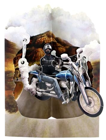 Santoro Swing-Karte, 3D-Pop-Up-Grußkarte – Motorrad – Für Ihn, Für Papa, Vatertag, Geburtstag