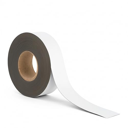 Inwell Magnetband Weiß 50mm x 30m - Nicht Selbstklebend | Beschreibbare Vinyloberfläche, Starke Magnetkraft, Magnetstreifen für Regalkennzeichnung, Whiteboard, Logistik & Schule