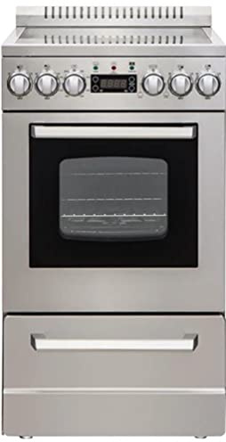 Avanti Electric Range Oven ELITE Series Compact Design, 2-Cu.Ft. Capacity with 4 Coil Burners, Framed Glass Oven Door, Storage Drawer and Broiler with Pan, 20-Inch, Stainless Steel