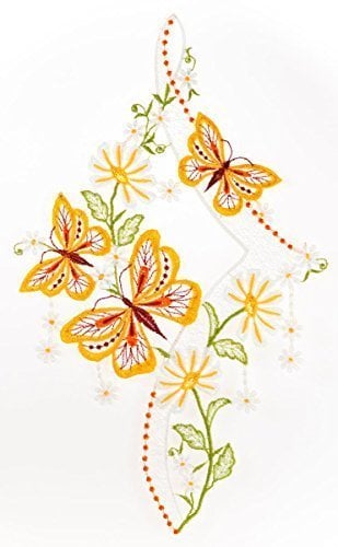 Plauener Spitze Fensterbild Blütenranke m. Schmetterlingen 23x35cm, Fensterdeko Fensterschmuck Bilder Handarbeit Deko Fenster …
