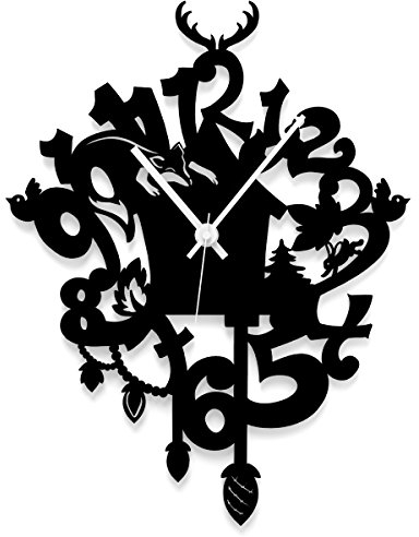 WANDKINGS Wanduhr Kuckucksuhr verspielt aus Acrylglas, in 11 Farben erhältlich (Farbe: Uhr = Schwarz matt; Zeiger = Weiß)