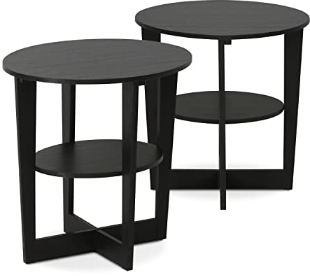 Furinno JAYA Ovaler Beistelltisch (2er Set), Holz, Nussbaum, 39.62 x 48 x 49.53 cm