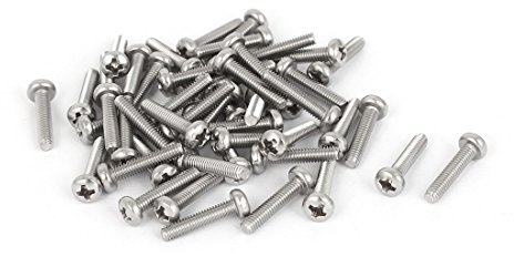 sourcing map 50 pcs M2,5 x12mm de acero inoxidable 316 tornillos de máquina de cabeza cónica Phillips fijaciones