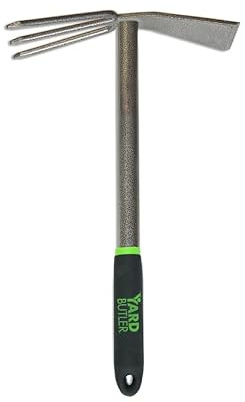 Yard Butler ITT-4T Terra Tiller Hand Cultivator - Essential Gardening Tool for Yardwork - Power-Coated Steel Construction - Comfortable Grip - Long-Lasting - Rust-Resistant