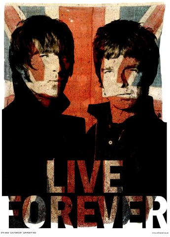 onthewall Oasis Liam und Noel Live Forever Kunstdruck Poster Perücke (otw50)