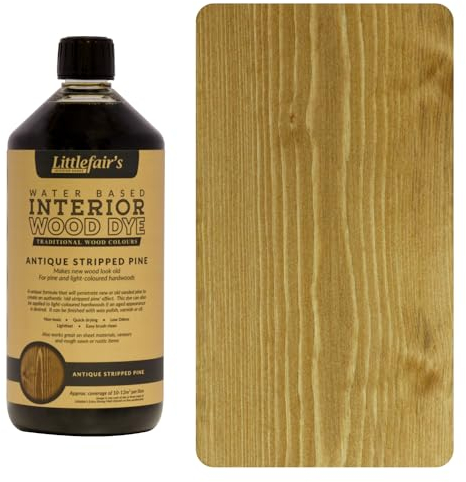 Littlefair's Tinte para Madera 1ltr - Acabado Premium, Fácil de Usar y Limpiar Tinte Madera - Basado en Agua, Seguro y Ecológico - Disponible en Muchos Colores - Color: Pino antiguo decapado