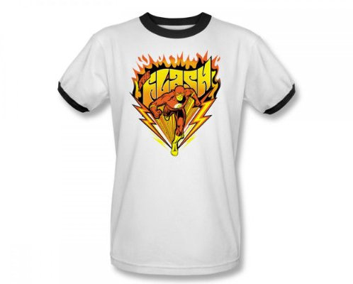 Das Flash HeiÃŸe Sohlen Adult Ringer Kurzarm T-Shirt in WeiÃŸ / Schwarz von DC Comics, Small, White/Black