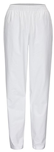 DESERMO® Schwesternhose Schlupfhose mit Gummibund aus reiner Baumwolle | Pflegerhose | bequeme Medi Hose - Gr. 36, Weiß