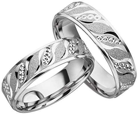 JC Trauringe 925er Sterling Silber Paar-Preis I Ehe-Ringe inkl. kostenloser Gravur I Verlobungsringe 5,5 mm breit inkl. Etui-Box I Herren-Ring & Damen-Ring filigran ohne Stein I Gr. 48 bis 72 I S004