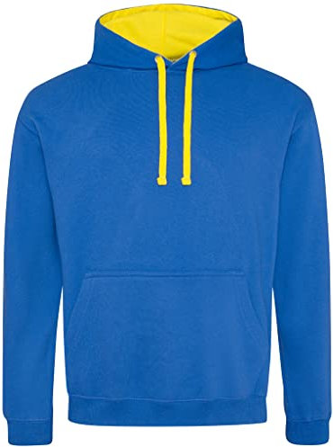 AWDis Men's Varsity Hoodie, Multicoloured (Royal Blue/Sunshine Yellow), X-Small