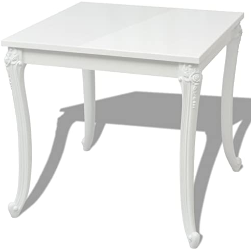 vidaXL Hochglanz Esstisch Küchentisch Esszimmertisch Speisetisch 80x80x76cm Weiß