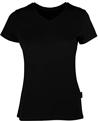 HRM Damen F Luxury V-Neck Tee, schwarz, 3XL