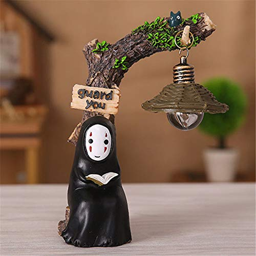 Spirited Away Figuren, niedliche Studio Ghibli Miyazaki Kein Gesicht Mann mit Nachtlicht Action Figur Spielzeug für Kinder Geschenk für Haus Garten Dekoration Reading