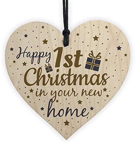 RED OCEAN Happy First Christmas In Your New Home Christmas Decoration Bauble For New House Heart Friendship Gift