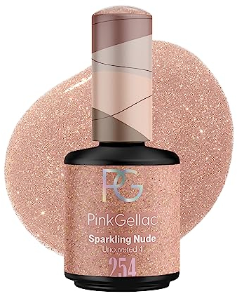 Pink Gellac UV Gel Nagellack - 254 Sparkling Nude 15 ml - Lang Anhaltend Shellac Nagellack Nude Glitzer - Gel UV für 14 Tage Nägel in Salonqualität - Made in Holland