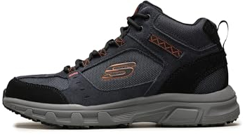 Skechers OAK CANYON IRONHIDE, Zapatillas altas para Hombre, Navy Suede/Mesh/Pu/Orange Trim, 43 EU