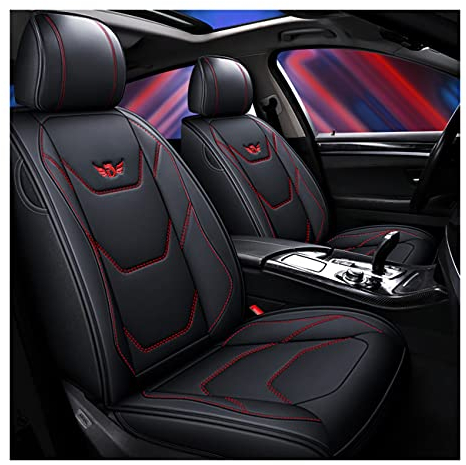 JDWBT Autositzbezüge Set, Vorne Hinten 5 Sitz Voll Set Universal Kunstleder Pad Kompatibel Airbag Seat Protectors (Farbe : Black red)
