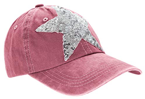 dy_mode Damen Jeans Basecap Baseball Cap Mütze Kappe mit Stern - C001 (k104-Altrot)