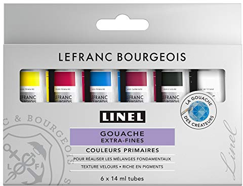Lefranc Bourgeois Linel Gouache Extra-Fine 6 x 14 ml Mix Set Couleur Primaire