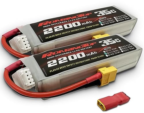 RoaringTop Lipo Battery 2200mAh 11.1V 3S 35C(Continous Discharge) with XT60 and T for RC Plane RC Airplane RC Helicopter RC Car/Truck RC Boat (2 Packs)