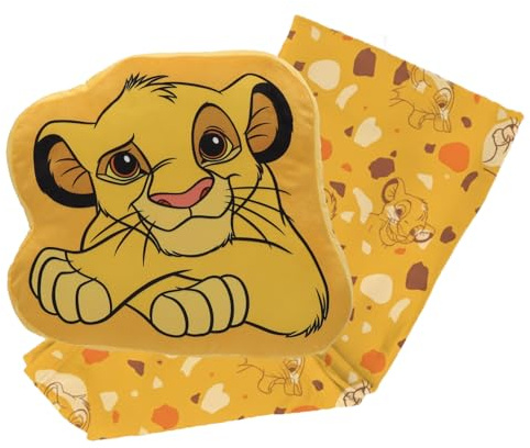 Disney - Coussin-Plaid 3D Roi Lion Simba - Coussin 40x41 cm et Plaid 100x140 cm - 100% Polyester