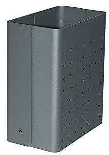 OFITURIA® Papelera para Exterior Metálica Capacidad 24 litros Color Oxidón Perforada Anclaje a Pared Mecanismo Descarga Abatible