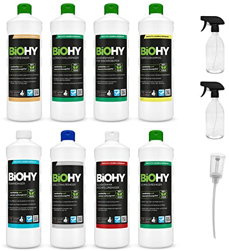 BiOHY Reinigungsmittel Kombi-Set (8 x 1 L) | für alle Anwendungsbereiche | 100% vegane Reiniger ohne schädliches Mikroplastik | kraftvoll & ergiebig