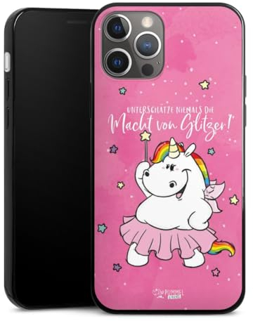 Slim Case extra dünn kompatibel mit Apple iPhone 12 Pro Silikon Handyhülle schwarz Hülle Pummeleinhorn Pummel & Friends Offizielles Lizenzprodukt