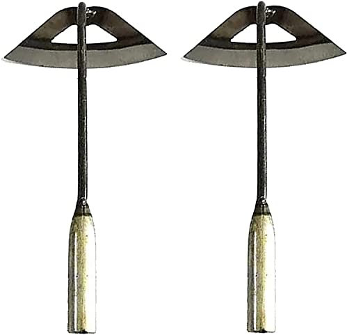 Qklovni Zappa Cava indurita Interamente in Acciaio, Zappa per piantagioni da Giardino, rastrello per diserbo Portatile, piantare ortaggi e Accessori per diserbo agricoli (2 Pezzi)