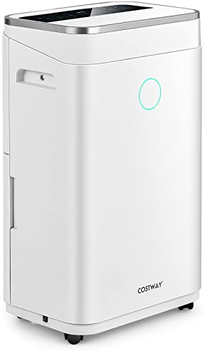 COSTWAY Déshumidificateur Silencieux 25L/Jour avec Réservoir 6,5L | Déshumidificateur pour Pièces jusqu'à 50m², 2 Vitesses de Ventilation Minuterie 24H 4 Modes Fonction Sèche Linge, pour Maison