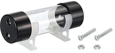 sourcing map Zylindrischer Wasserkühlungstank G1/4 Dia 50mm Länge 150mm Clear Reservoir für PC Wasserkühlung System Reservoir mit Acryl und POM
