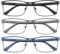 MODFANS 3 Pack Reading Glasses 3.5 Men Blue Light Blocking Metal Frame Rectangle Style Stainless Steel Material Readers Glasses Black Grey Blue