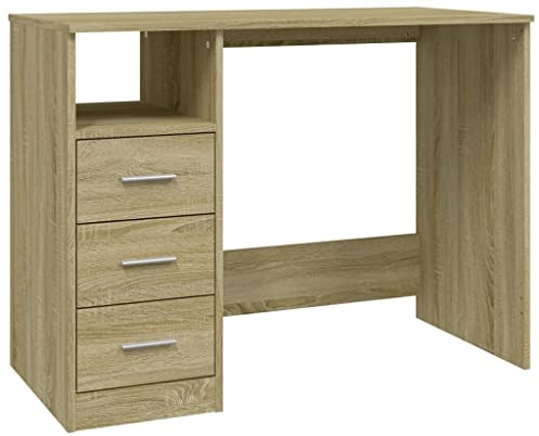 vidaXL Bureau avec tiroirs Chêne Sonoma 102x50x76 cm Bois d'ingénierie, Bureau d'ordinateur, Bureau d’écriture, mobilier de Bureau à Domicile