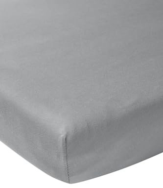 Meyco Home Basic Jersey Uni Spannbettlaken Doppelbett (Bettlaken mit weicher Jersey-Qualität, aus 100% Baumwolle, perfekte Passform durch Rundum-Gummizug, atmungsaktiv, Maße: 180 x 200 cm), Grau