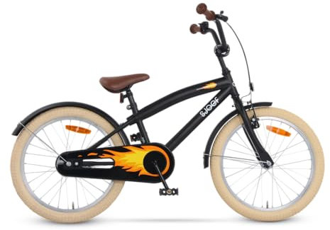 SJOEF Cruise Kinderfahrrad 20 Zoll | Ab 6-8 Jahren | Kinder Fahrrad für Jungen/Jugend | Kleidergröße von 118 bis 128 cm | inklusive Seitenständer - Matt Schwarz