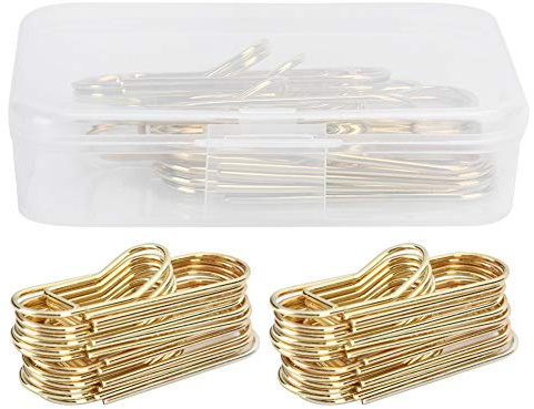 Lwuey 24stk Stiftclips Metall, Goldene Stifthalter Notizbuch Groß 5.7x1.8cm | Rutschfester Büroklammerhalter ohne Beschädigungen, passt zu Klemmbrettern, Tagebüchern, für Büro und kreative Bastelprojekte