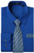 HISDERN Camisa Hombre Azul Real Manga Larga Formal Camisas y Corbata Elegante Camisa de Vestir de Negocios Boda con Bolsillo Regular Fit M
