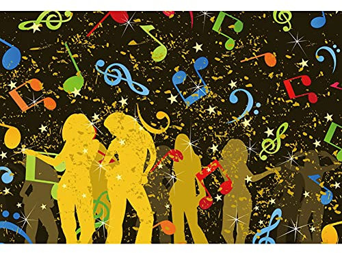 Ttincceer 150x120cm Disco Hintergrunds Zurück zu 80er 90er Vintage Wandfotografie Hintergründe Bunte Musiknoten Tanzparty Fotografie Hintergründe für Geburtstagsfeiern Tanzbanner